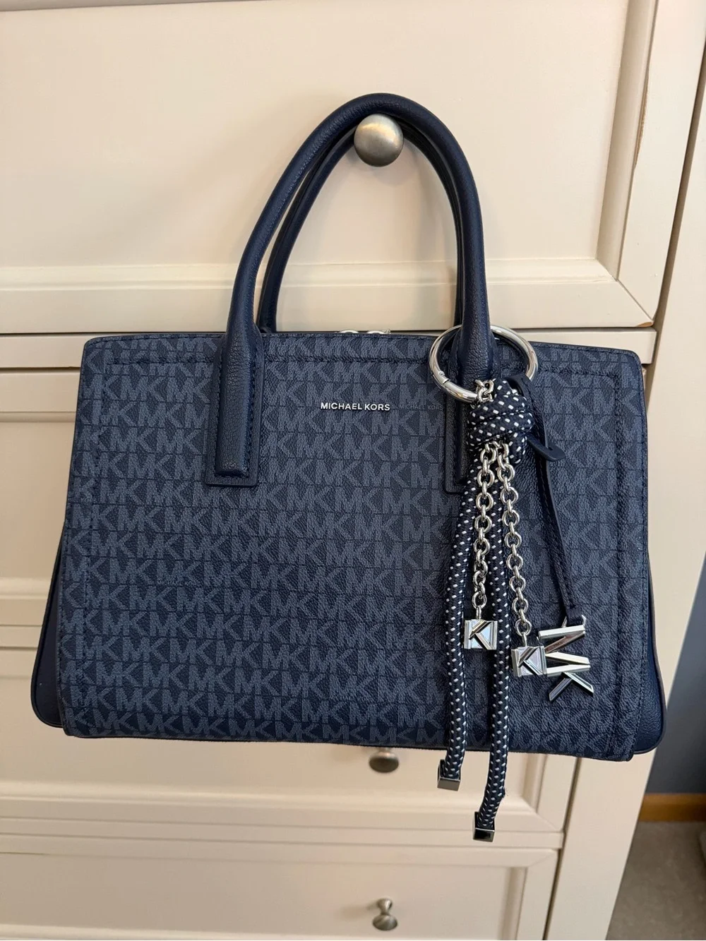 Michael Kors Laila Medium Signature Satchel with Crossbody Strap